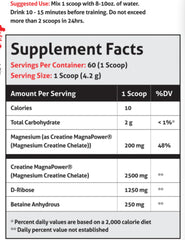 Creatine Chaos bottle back highlights magnesium creatine chelate for enhanced absorption
