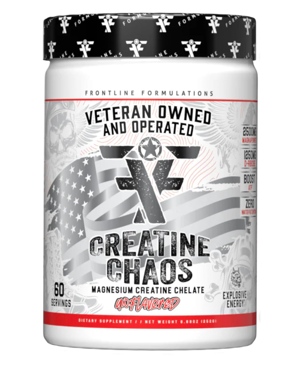 Frontline Formulations Creatine Chaos bottle front for post-workout recovery and lean muscle support