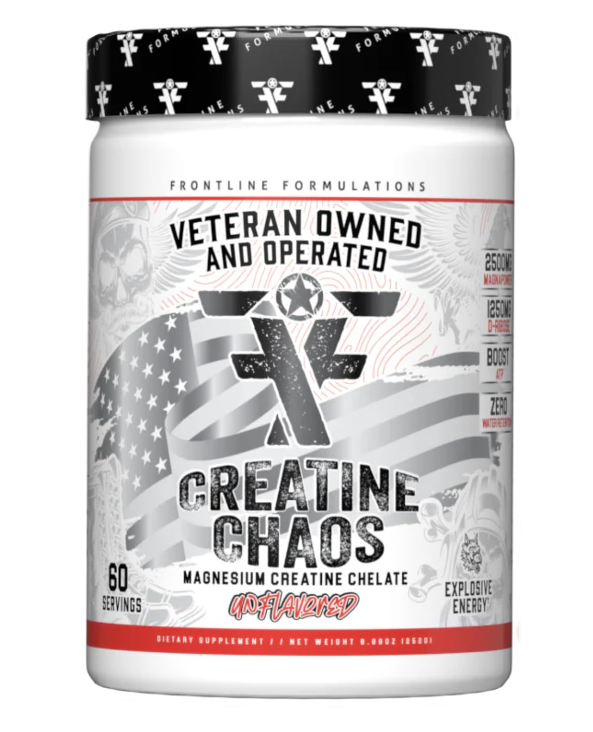 Frontline Formulations Creatine Chaos bottle front for post-workout recovery and lean muscle support