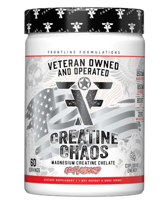 Frontline Formulations Creatine Chaos bottle front for post-workout recovery and lean muscle support