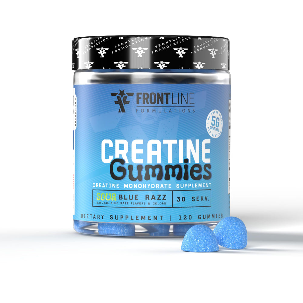 Frontline Formulations Creatine Monohydrate Gummies bottle for daily strength support.