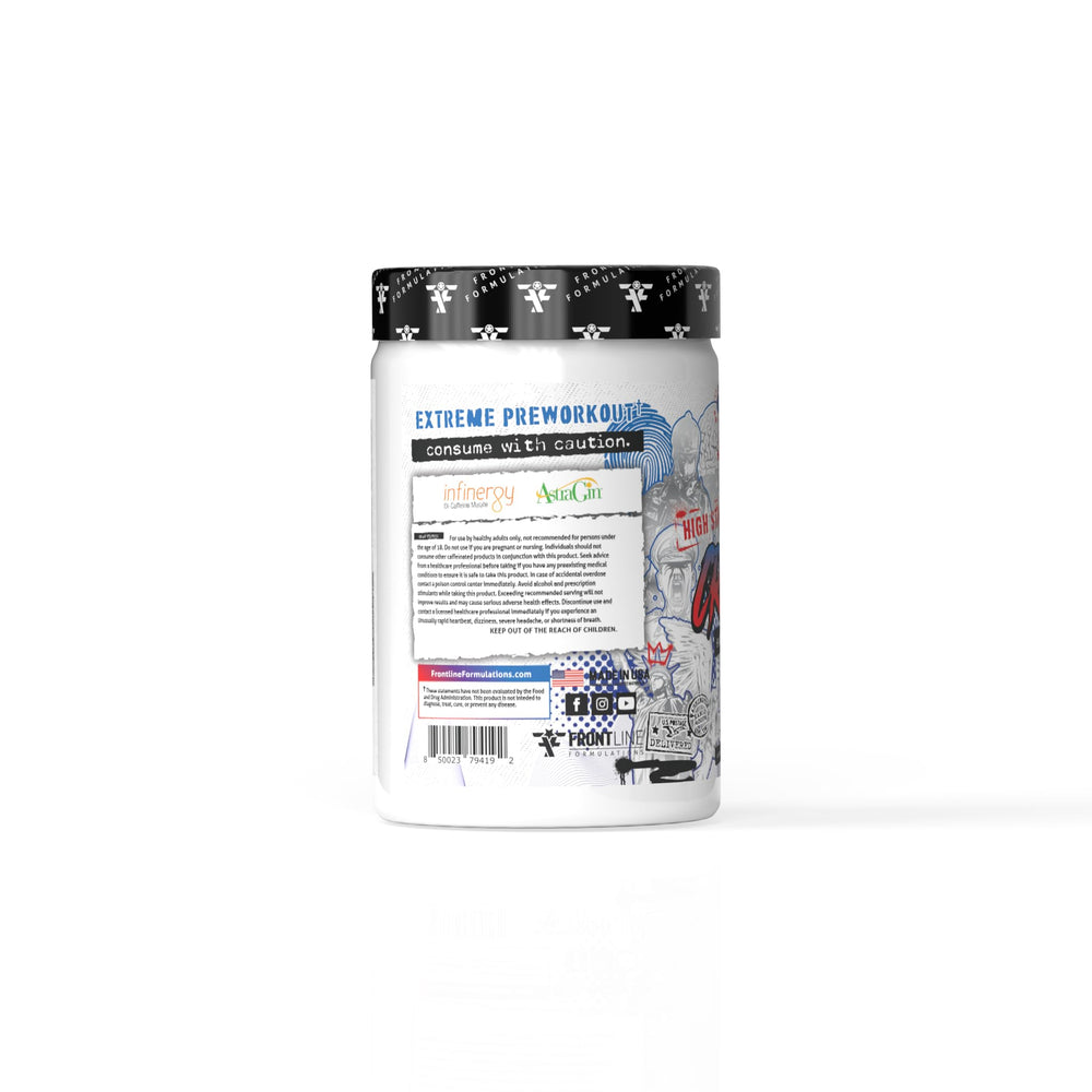 FRONTLINE FORMULATIONS Crucible powder scoop close-up showing smooth mixability.