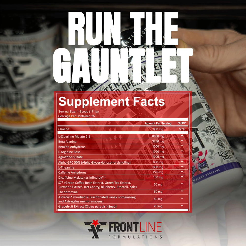 Packaging variation hints at multiple Gauntlet flavors available for athletes.