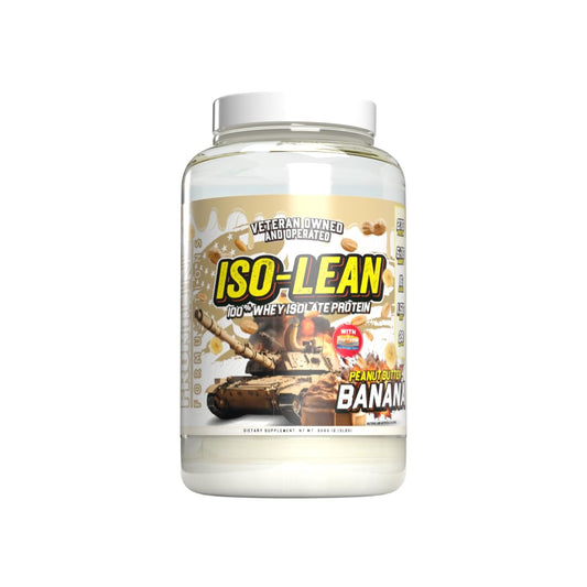 FRONTLINE FORMULATIONS Iso Lean bottle highlighting fast absorption for post-workout fueling.