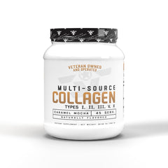 FRONTLINE FORMULATIONS Multi-Source Collagen bottle in caramel mocha for easy daily use.