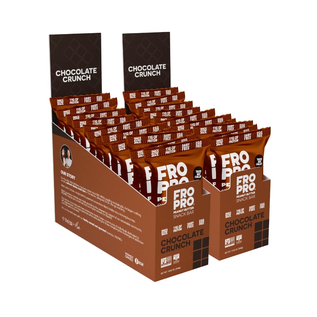 FROPRO Chocolate Crunch plant protein bar for on-the-go energy; gluten-free and dairy-free.