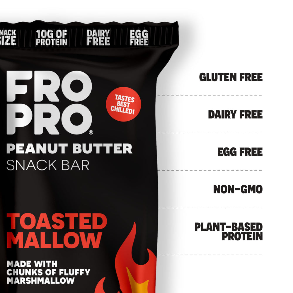FRO PRO plant protein bar texture close-up revealing chewy bite.