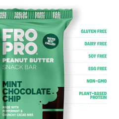 FRO PRO Mint protein bar close-up showing chewy texture