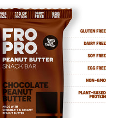 Close-up of FRO PRO chocolate crunch bar showing chewy texture and honey sweetness