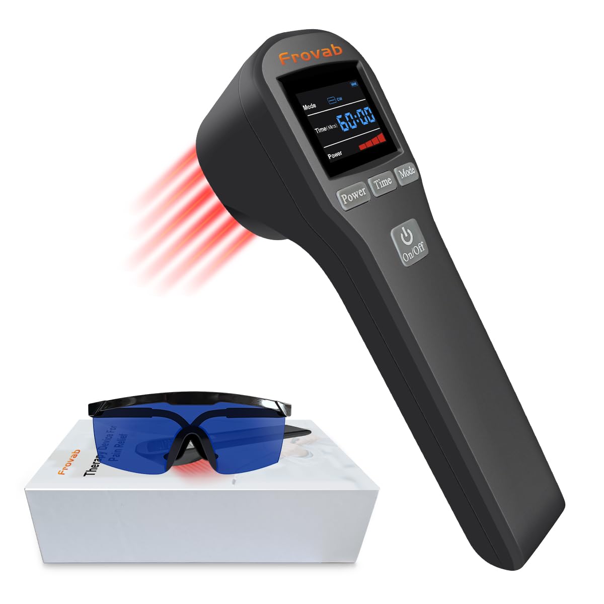Frovab red light device front view showing compact handheld design for easy home use.