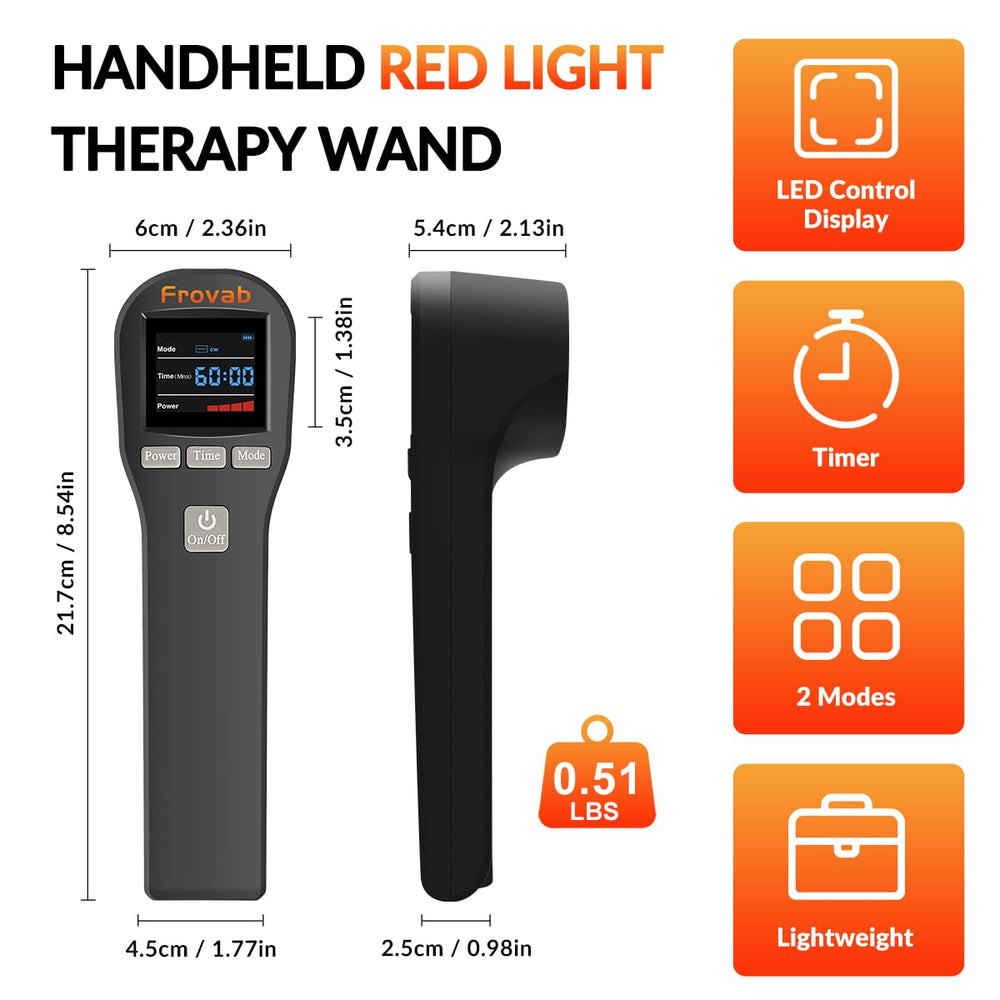 Frovab red light device setup for home use with simple operation.