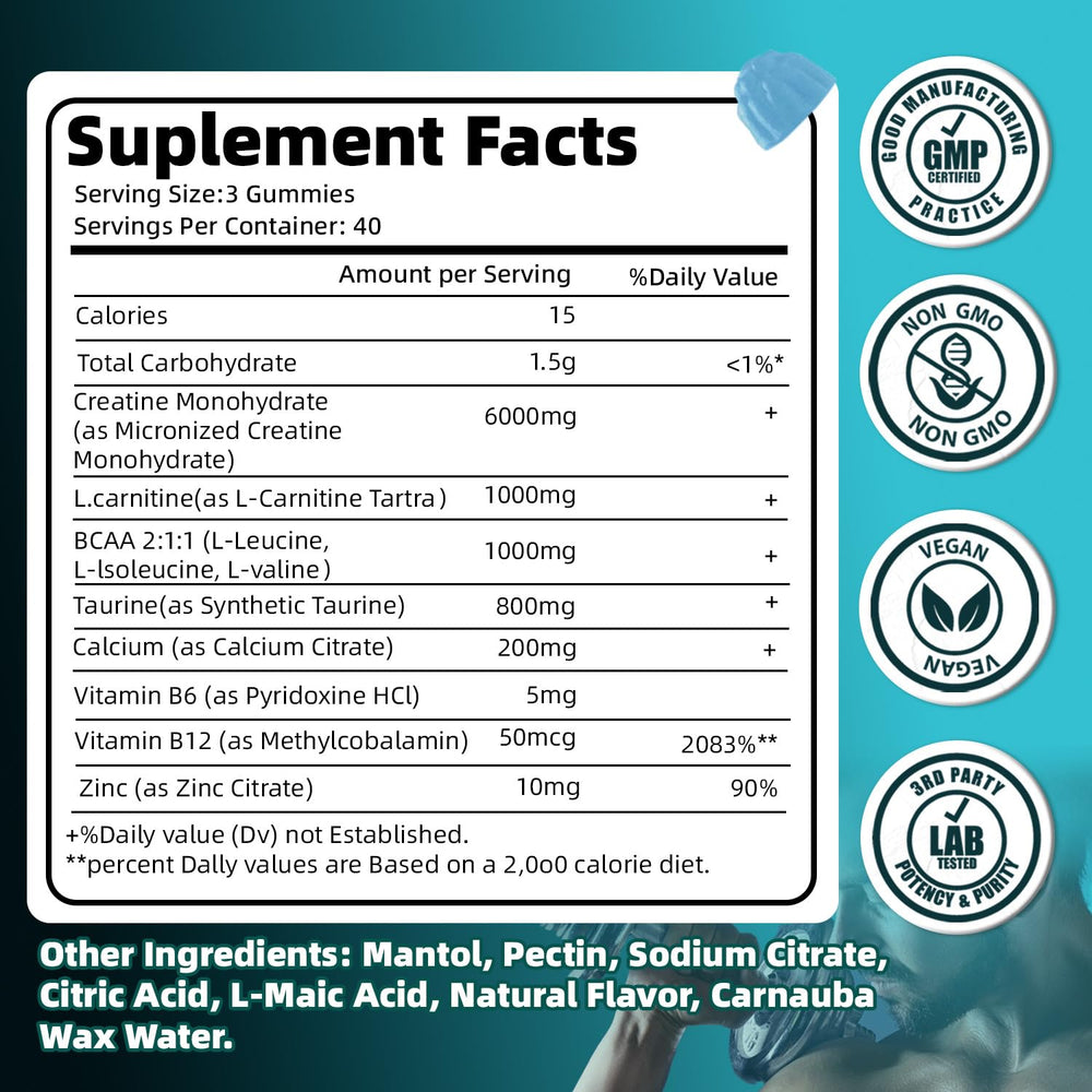 FRZVEO Creatine Monohydrate Gummies in-use during workouts for sustained energy