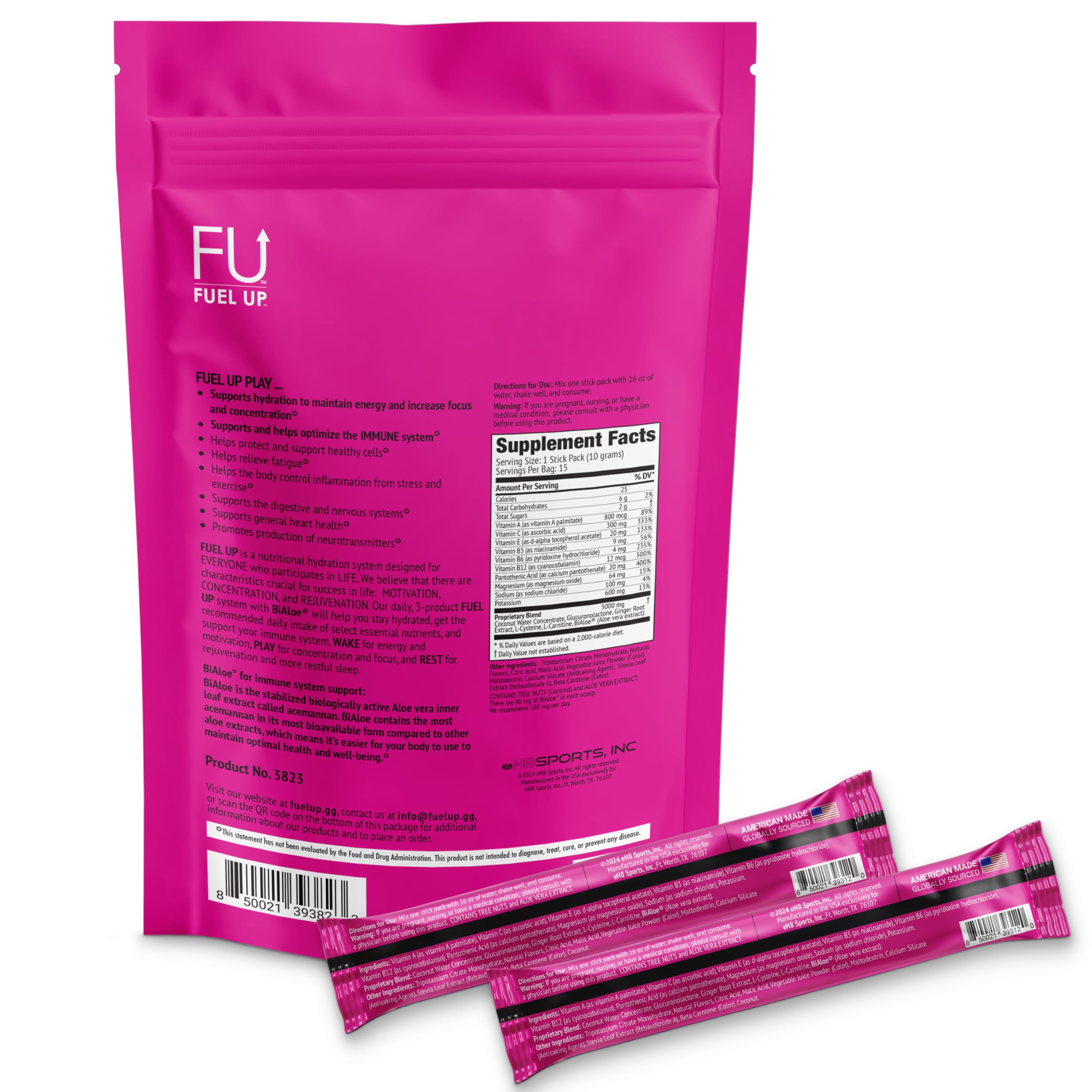 FU FUEL UP Play electrolyte fruit punch served in a glass for daily hydration