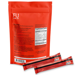 FU FUEL UP Wake orange sherbet powder dissolving in water for balanced hydration and focus