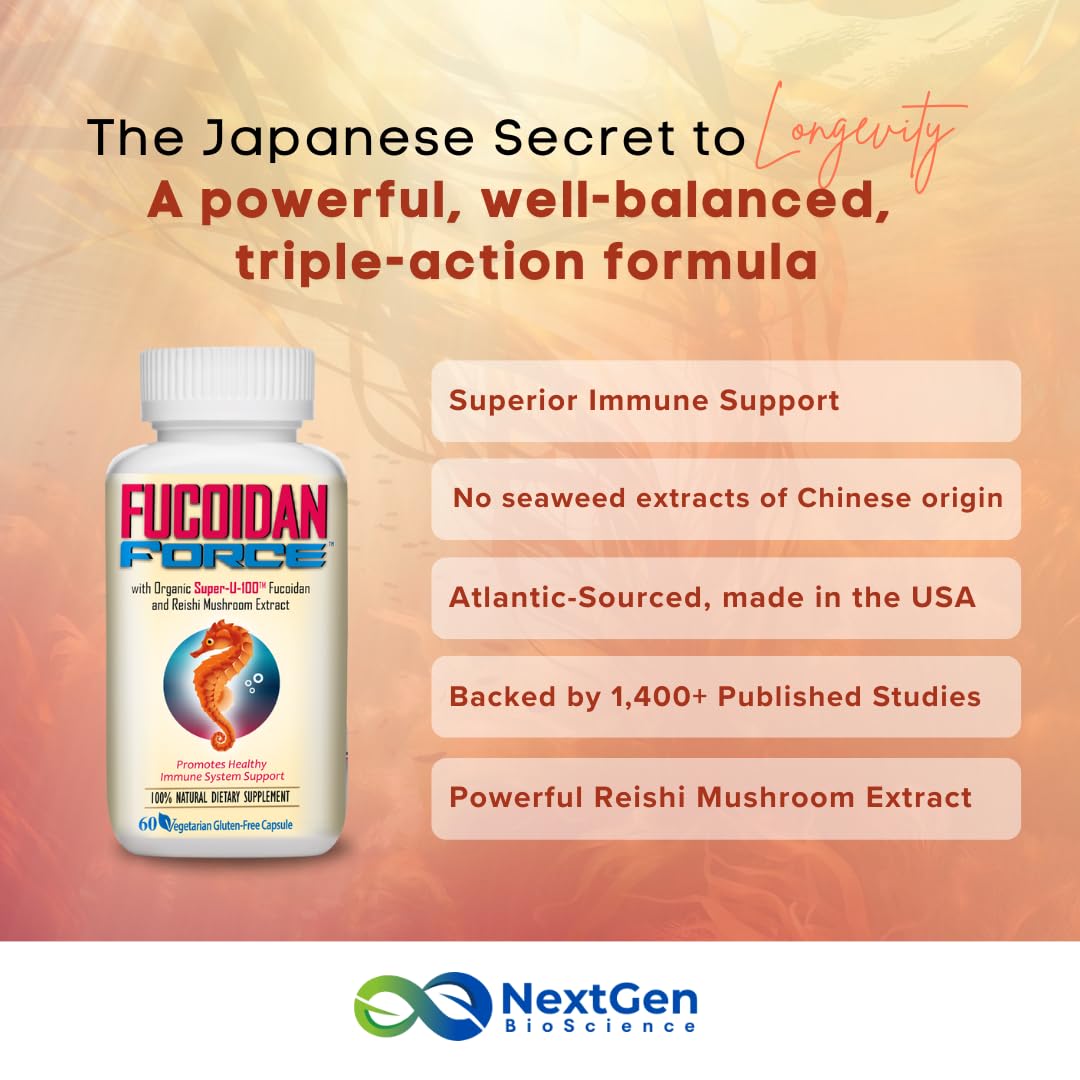 Fucoidan Force capsules ready for easy daily intake in a simple regimen.