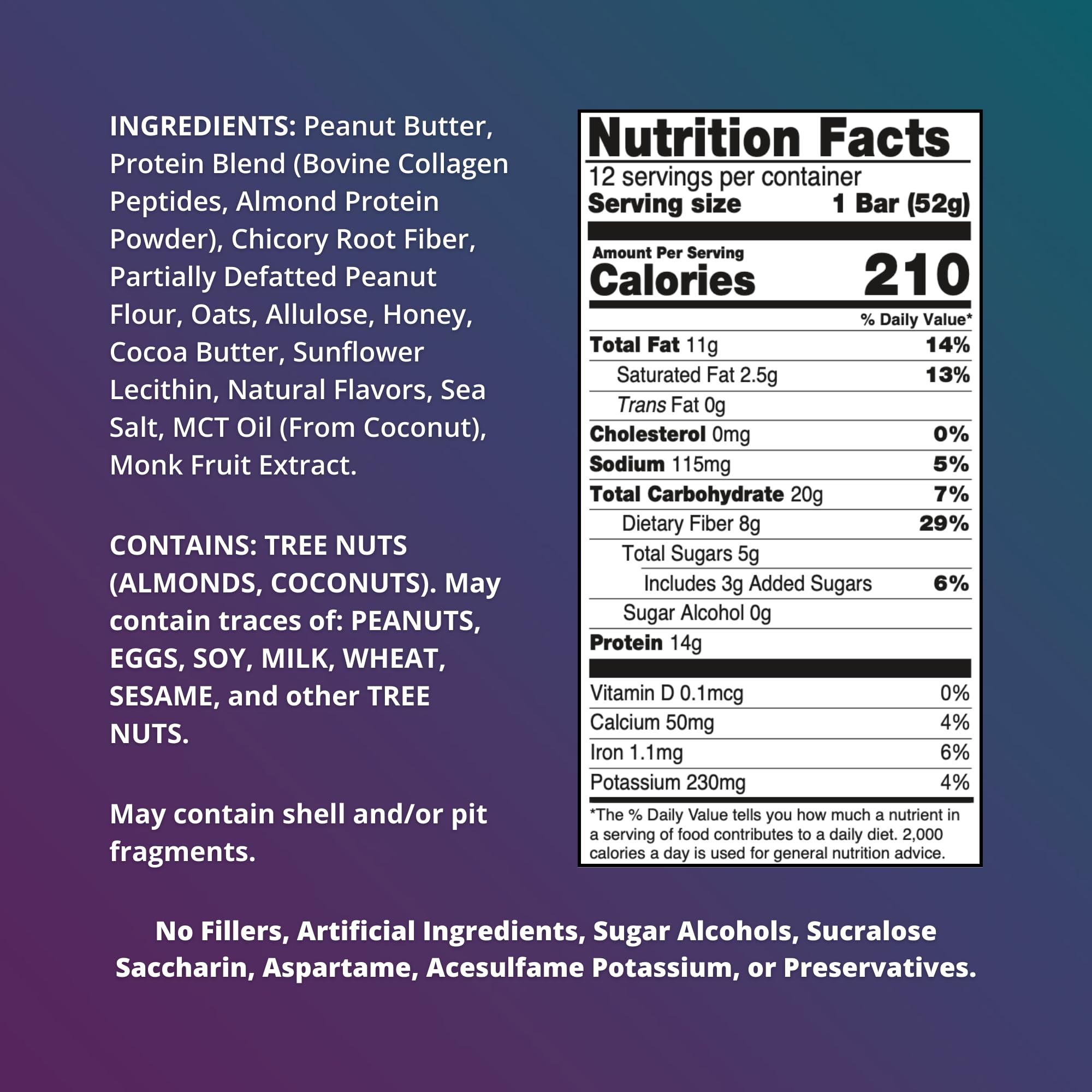 Fuel 4 Ever bar close-up shows real ingredients for a nourishing gym snack.