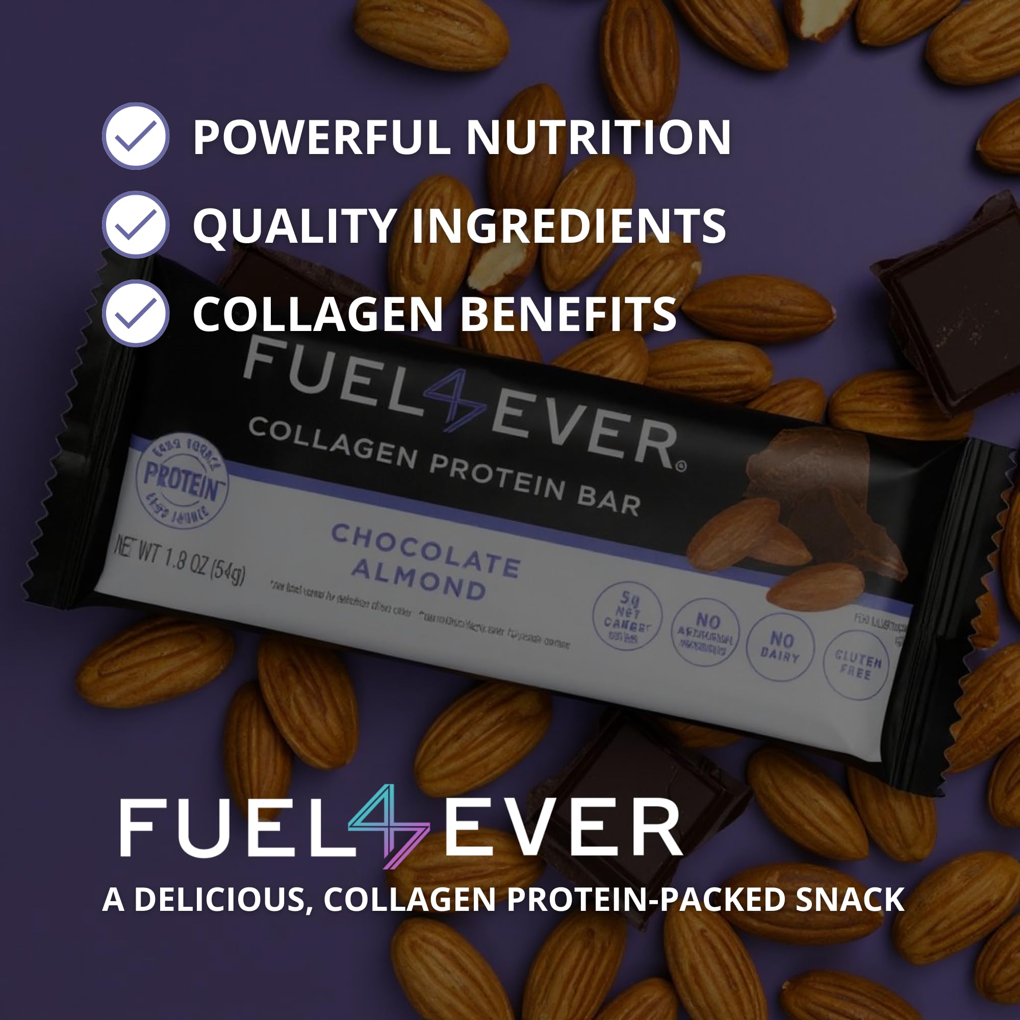 Fuel 4 Ever collagen bar on-the-go snack idea for quick fueling