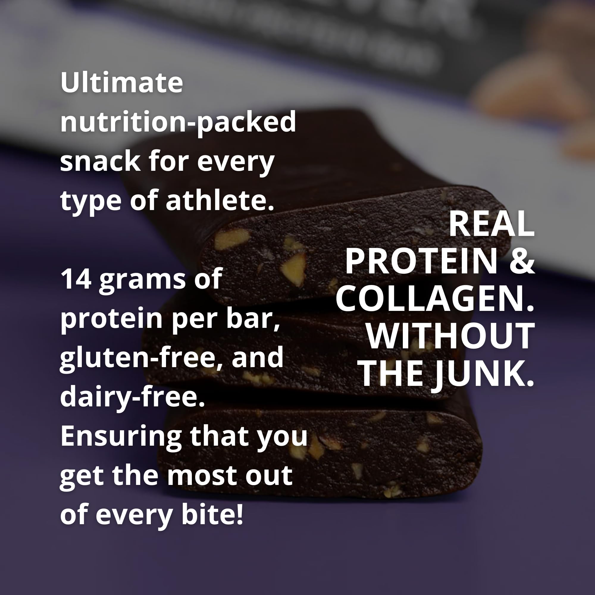 Fuel 4 Ever collagen bar texture close-up reveals chewy center and almond crunch