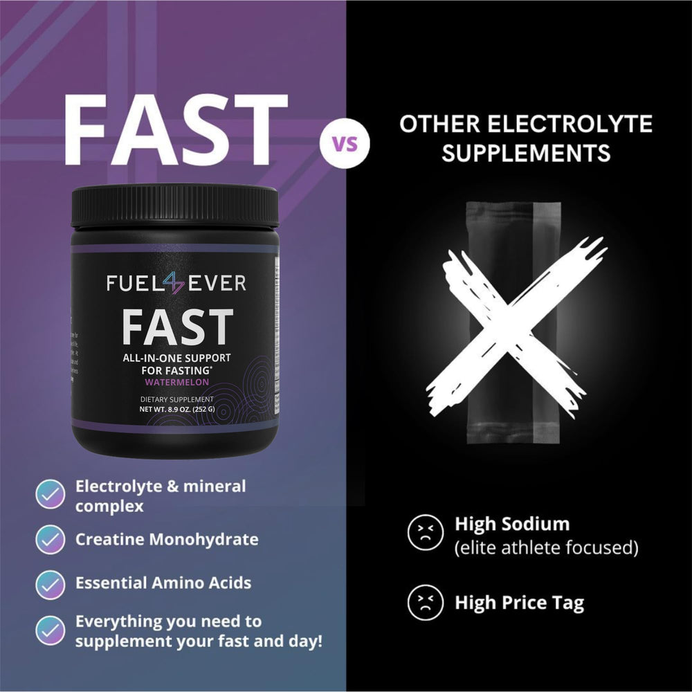 Fuel 4 Ever FAST tub with glass of prepared pink watermelon drink.