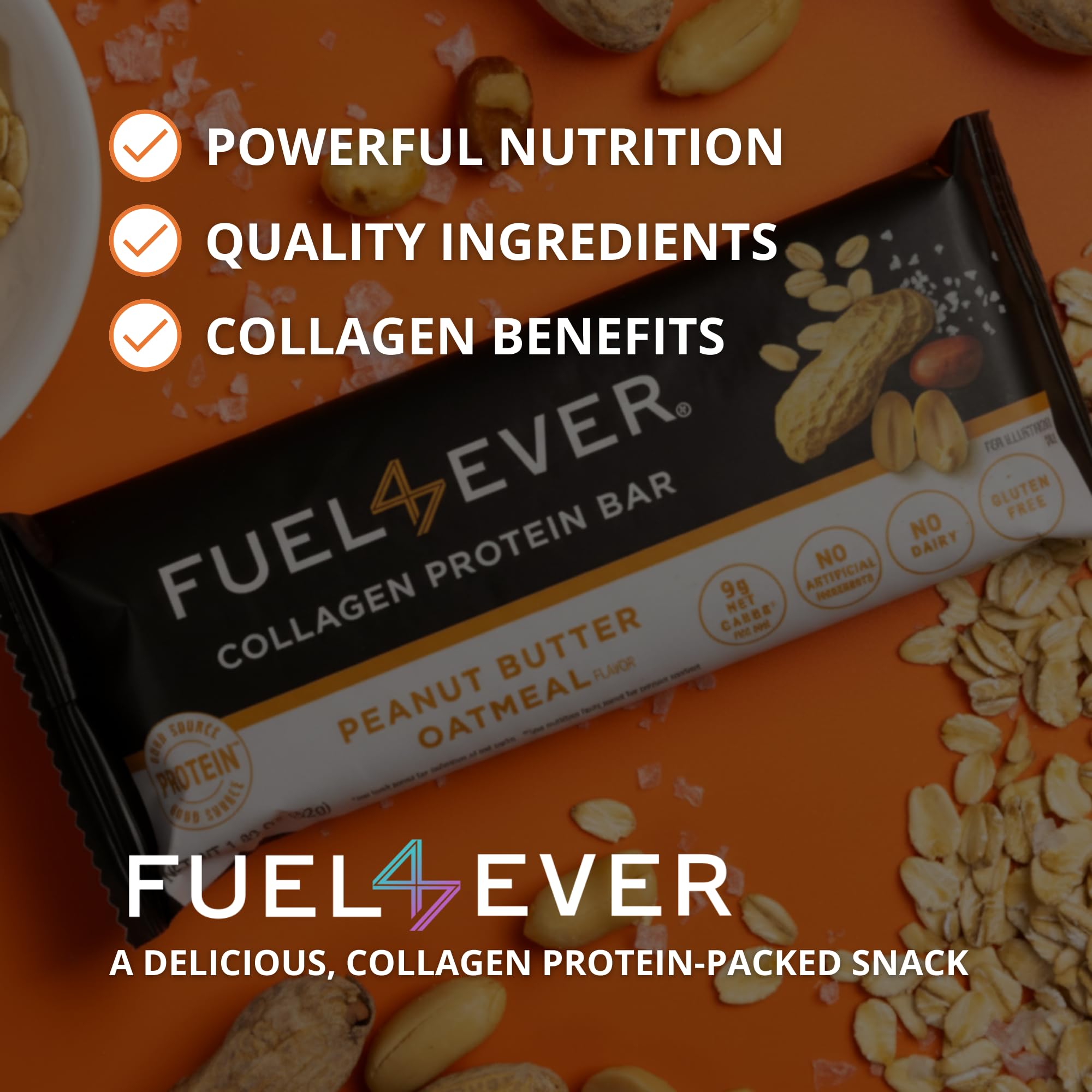 Fuel 4 Ever peanut butter oatmeal flavor shows creamy texture.