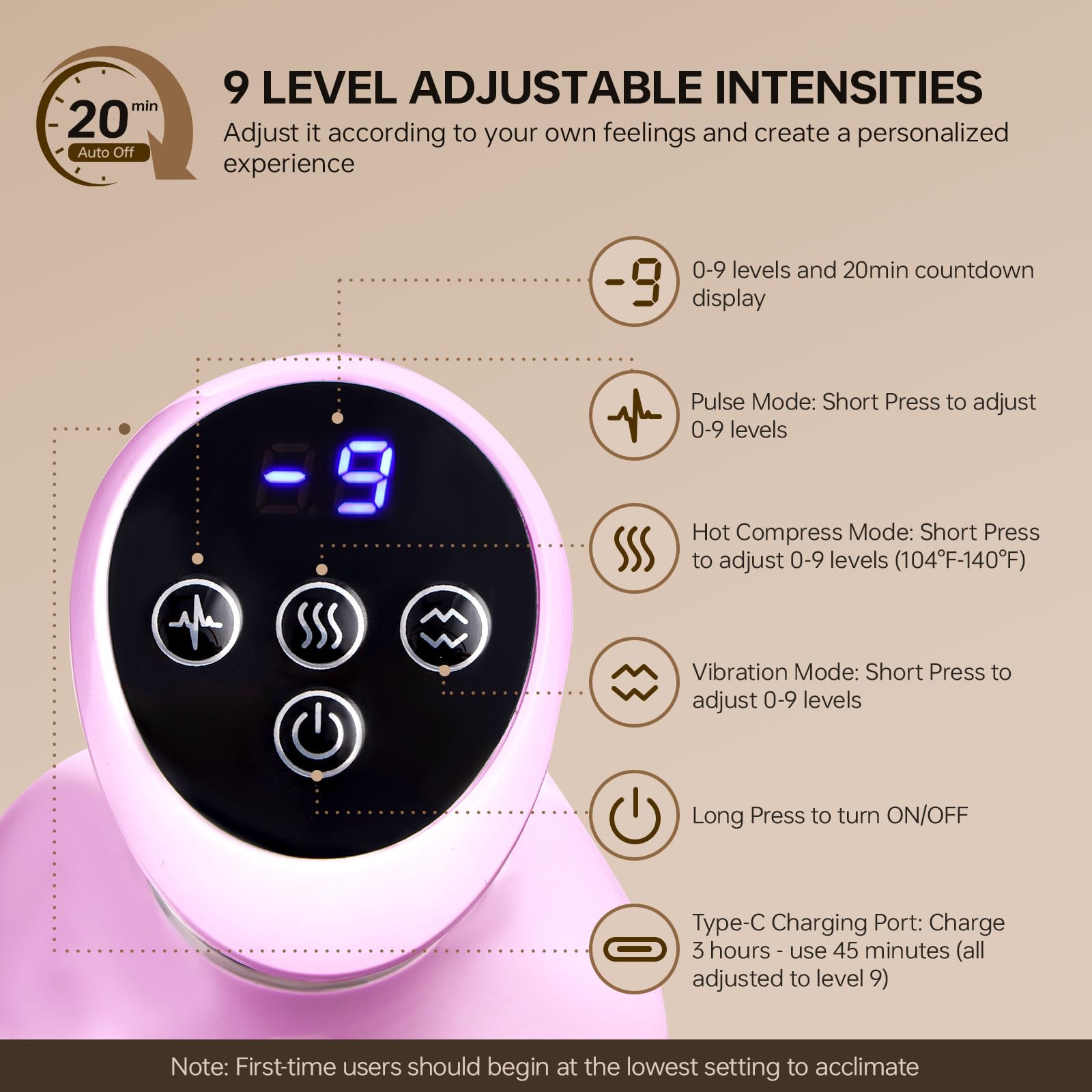 FUFADADE massager with heat function to ease tired muscles during sessions