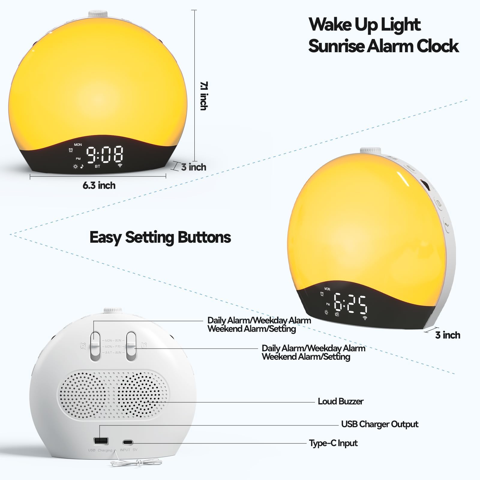 Fujinyi Dual Alarms with Snooze for family routines