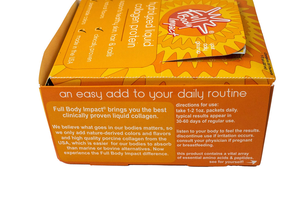 Full Body Impact Liquid Collagen 1oz serving ready for daily use.