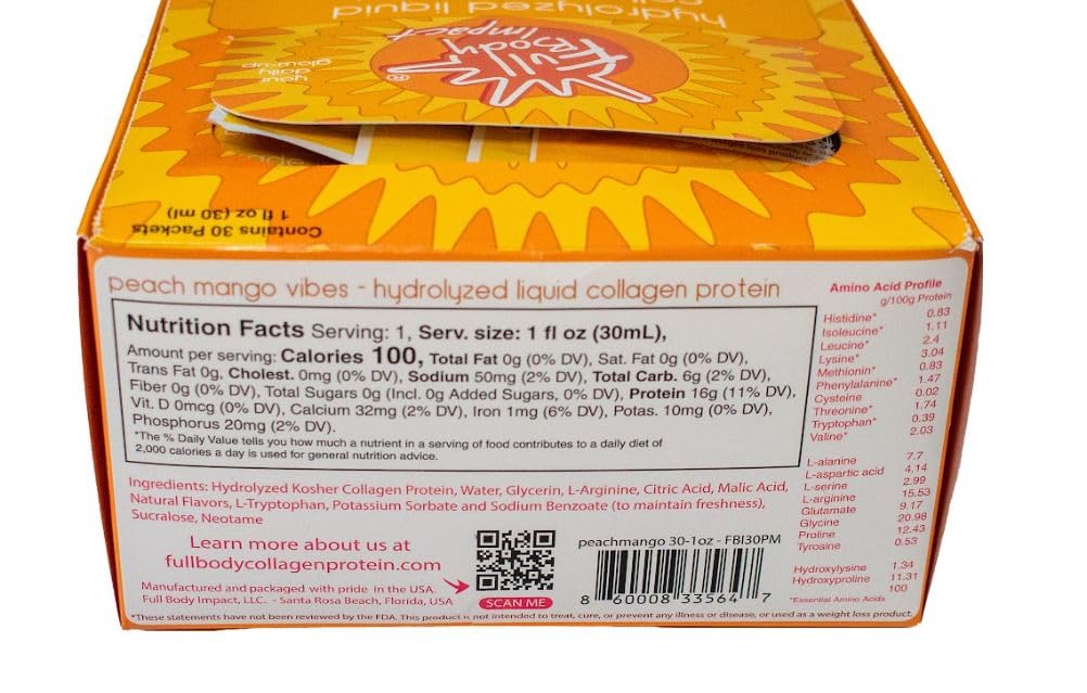 Full Body Impact Liquid Collagen box label emphasizes sugar-free and keto-friendly benefits.