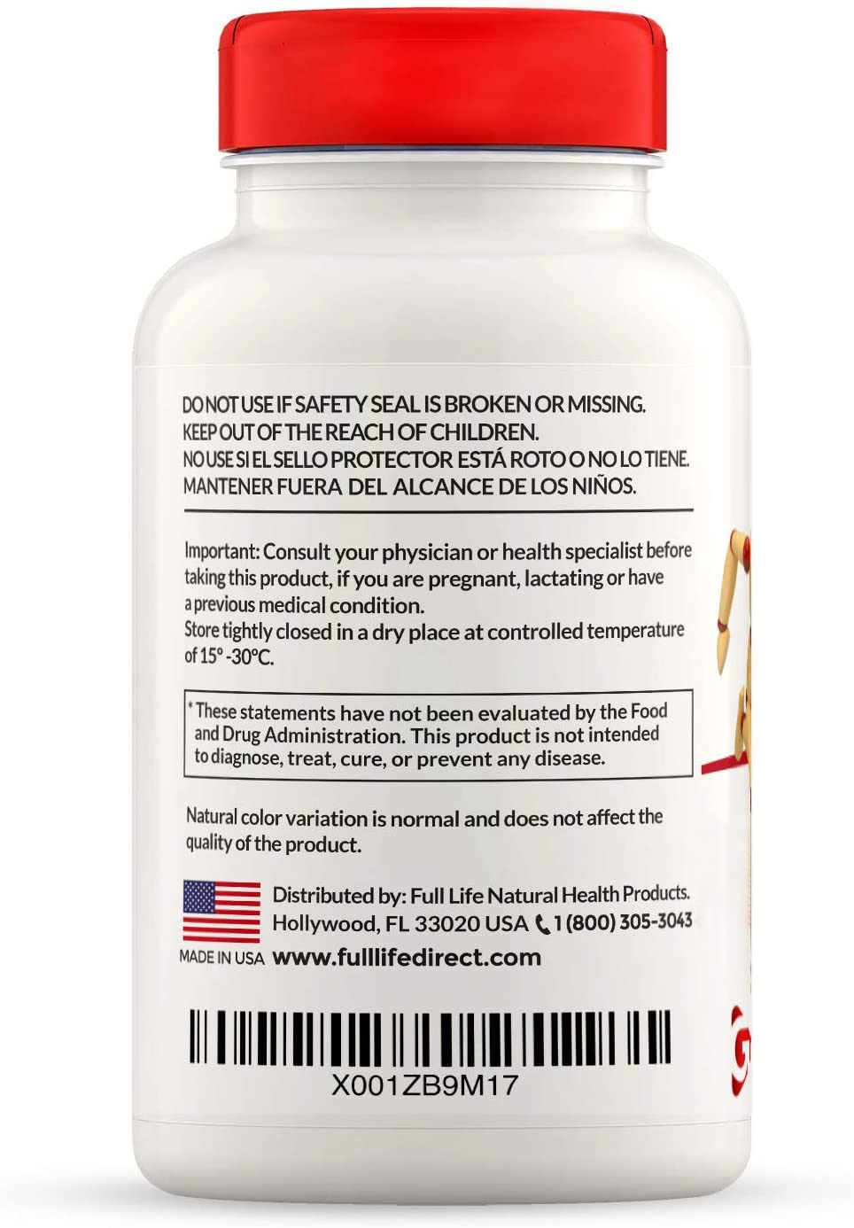 Full Life Reuma-Art X Strength label highlighting kosher certification and clean ingredients.