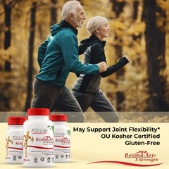 Full Life Reuma-Art X Strength veggie capsules shown for plant-based wellness.
