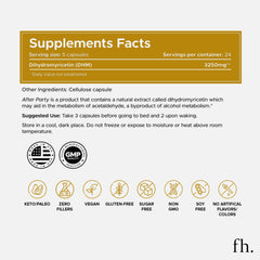 Fuller Health After Party capsules closeup focuses on 650 mg dose per capsule.