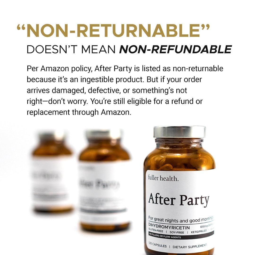Fuller Health After Party DHM packaging on a shelf for convenient daily use.