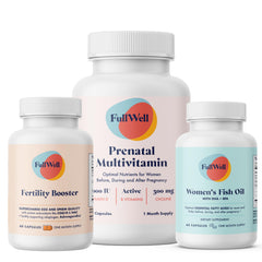 FullWell Fertility Trio bottle front for daily prenatal support.