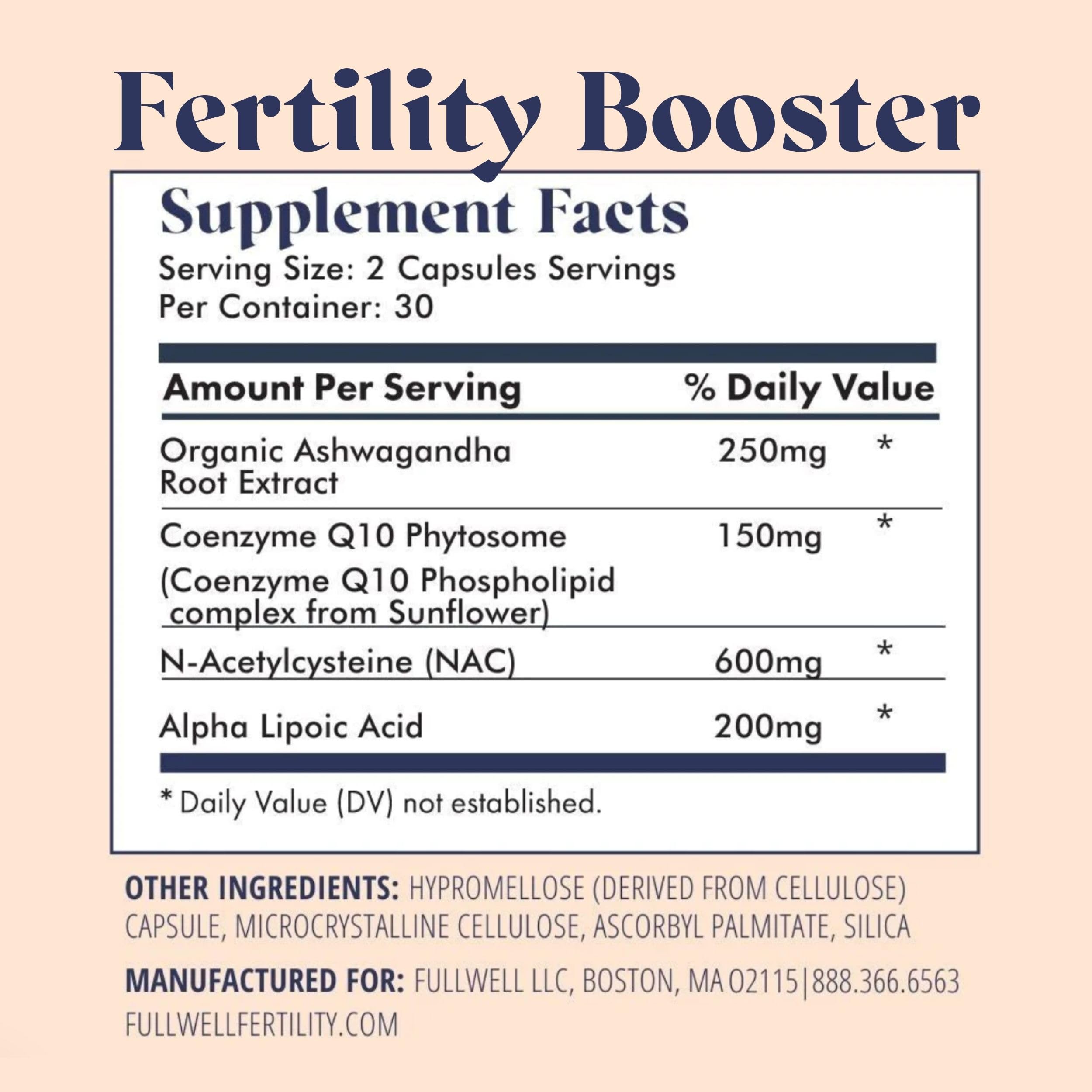 FullWell Fertility Trio bottle label highlights key nutrients.