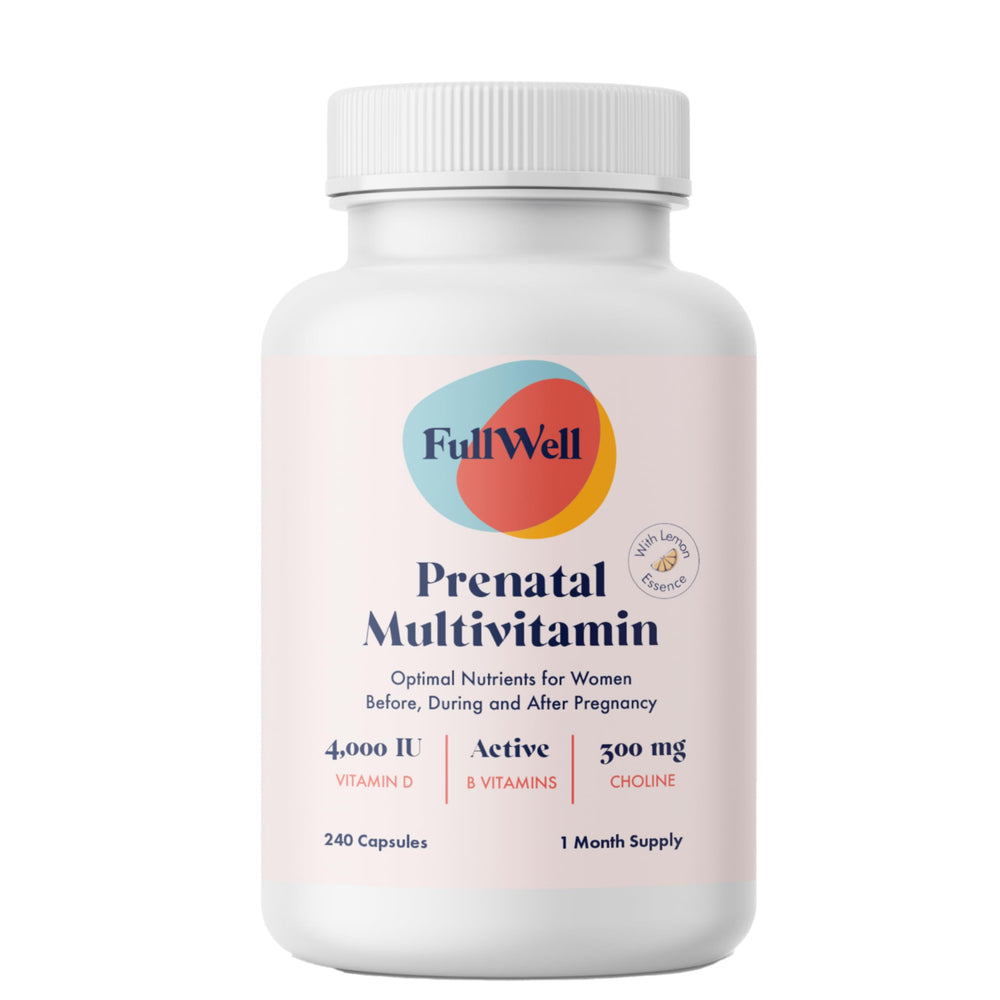 FullWell Prenatal Lemon bottle easy daily supplementation for pregnancy support.