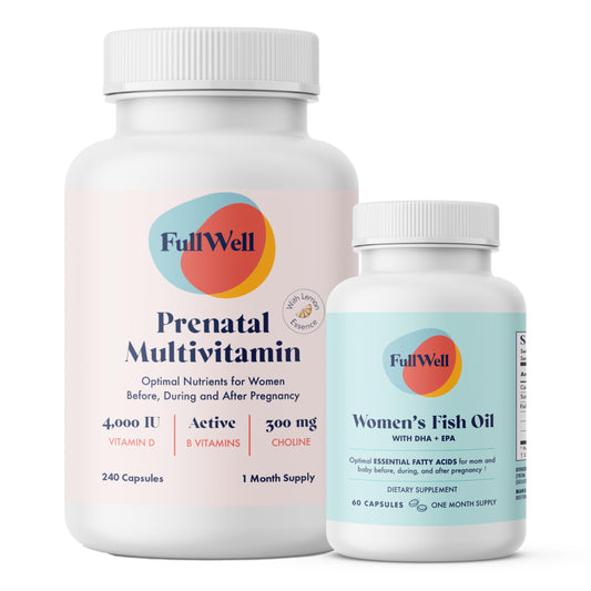 FullWell Prenatal Lemon DHA bottle showing easy daily use for mom and baby.