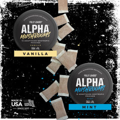 Fully Loaded Alpha Mushrooms pouch in use, discreet energy companion.