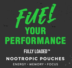 Fully Loaded Bullseye Alpha Fuel packaging display emphasizes sugar-free, long-lasting energy.