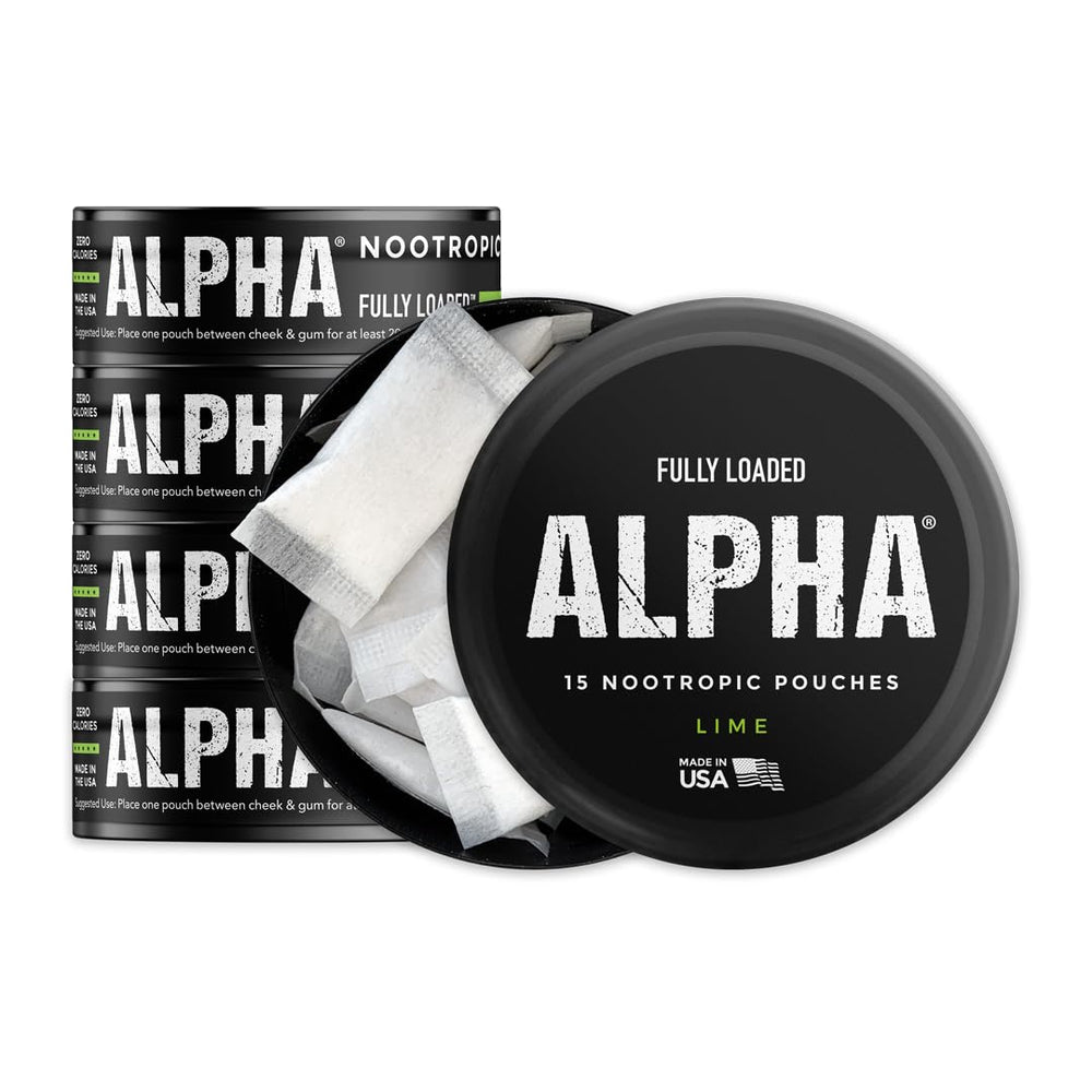 Fully Loaded Bullseye Alpha Lime can in a 5-pack for on-the-go focus.
