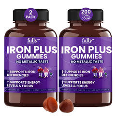 Fully Nutrition Iron Gummies bottle shown for daily energy support.