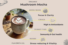 Fun Earth Mushroom Mocha spoon resting in the powder for measuring