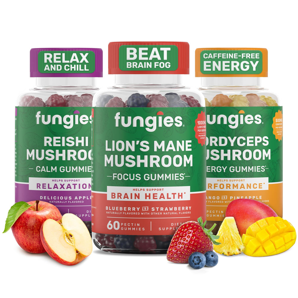Fungies Lion’s Mane gummy bottle highlighting focus support.