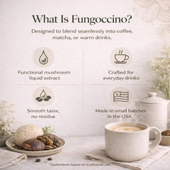 Fungoccino trio mushrooms liquid mix enhances everyday beverages with balanced notes.