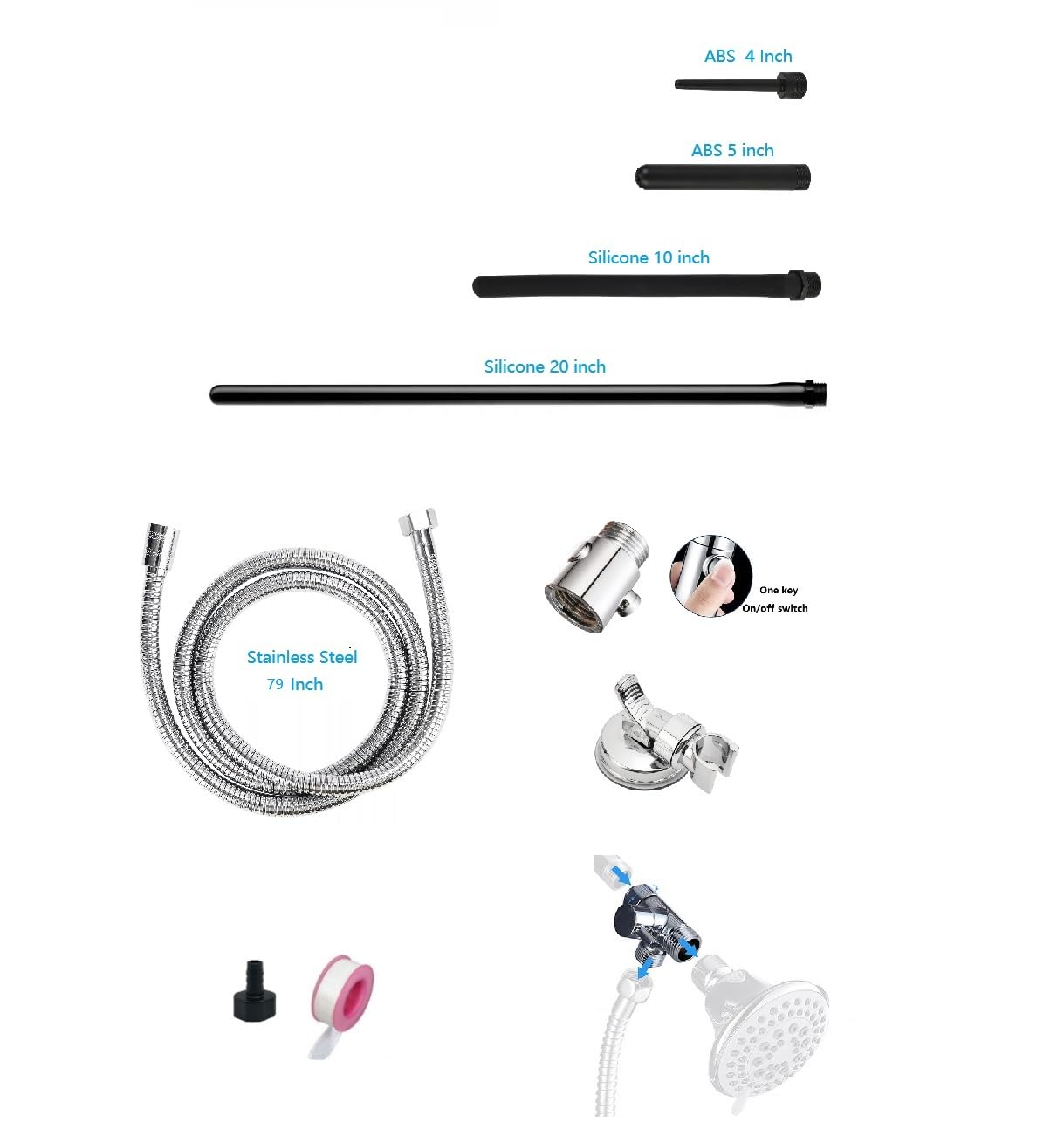 Funny Steel 3-way diverter shown, enabling easy switch between spray and enema flow.