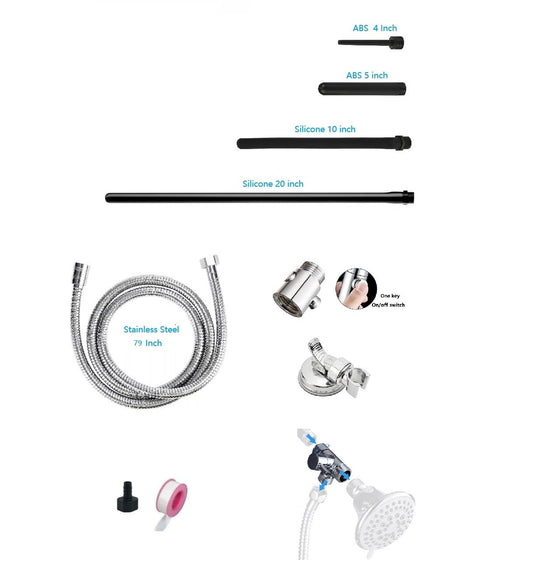 Funny Steel 3-way diverter shown, enabling easy switch between spray and enema flow.