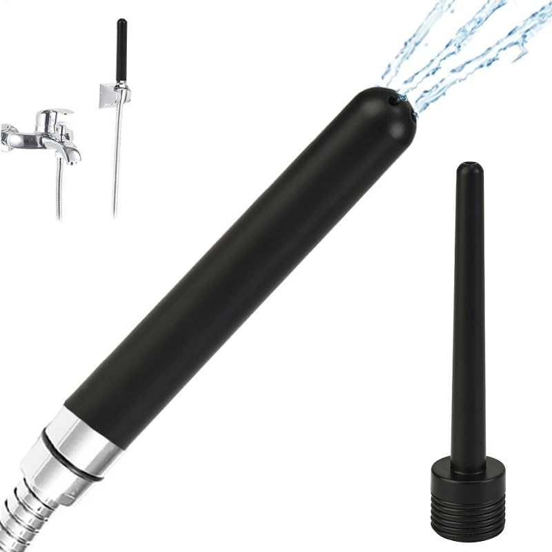 Funny Steel shower adapter attaches quickly to standard showers for compatibility.