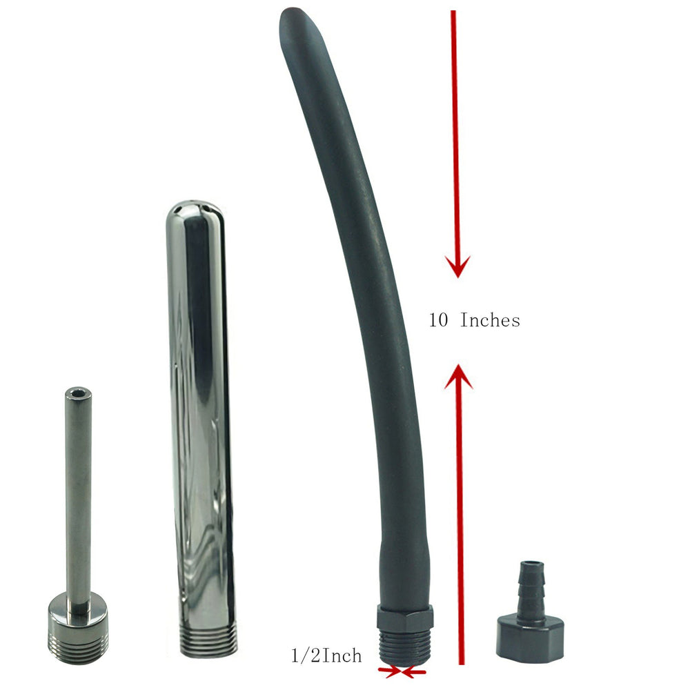 Funny Steel shower enema system 3-way diverter for versatile water flow.