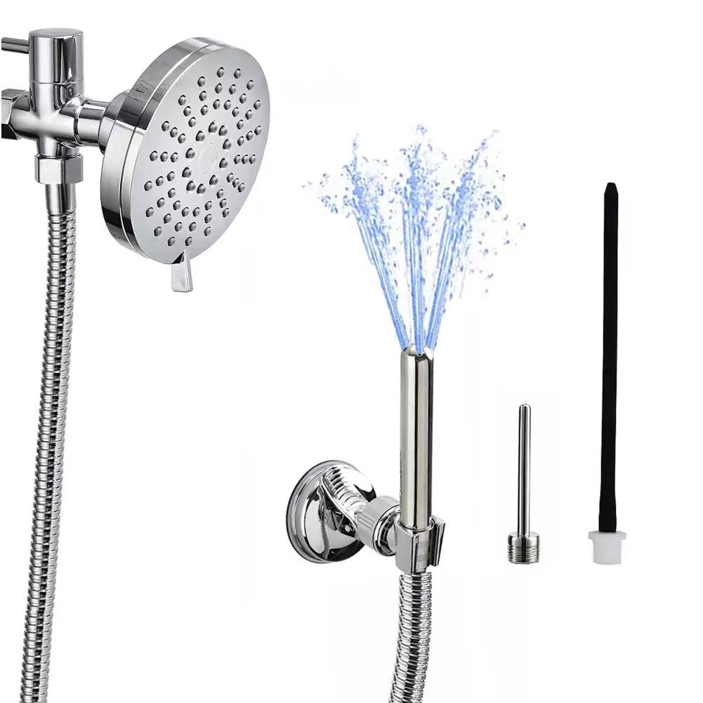 Funny Steel rain shower head offers adjustable water flow for versatile showers.