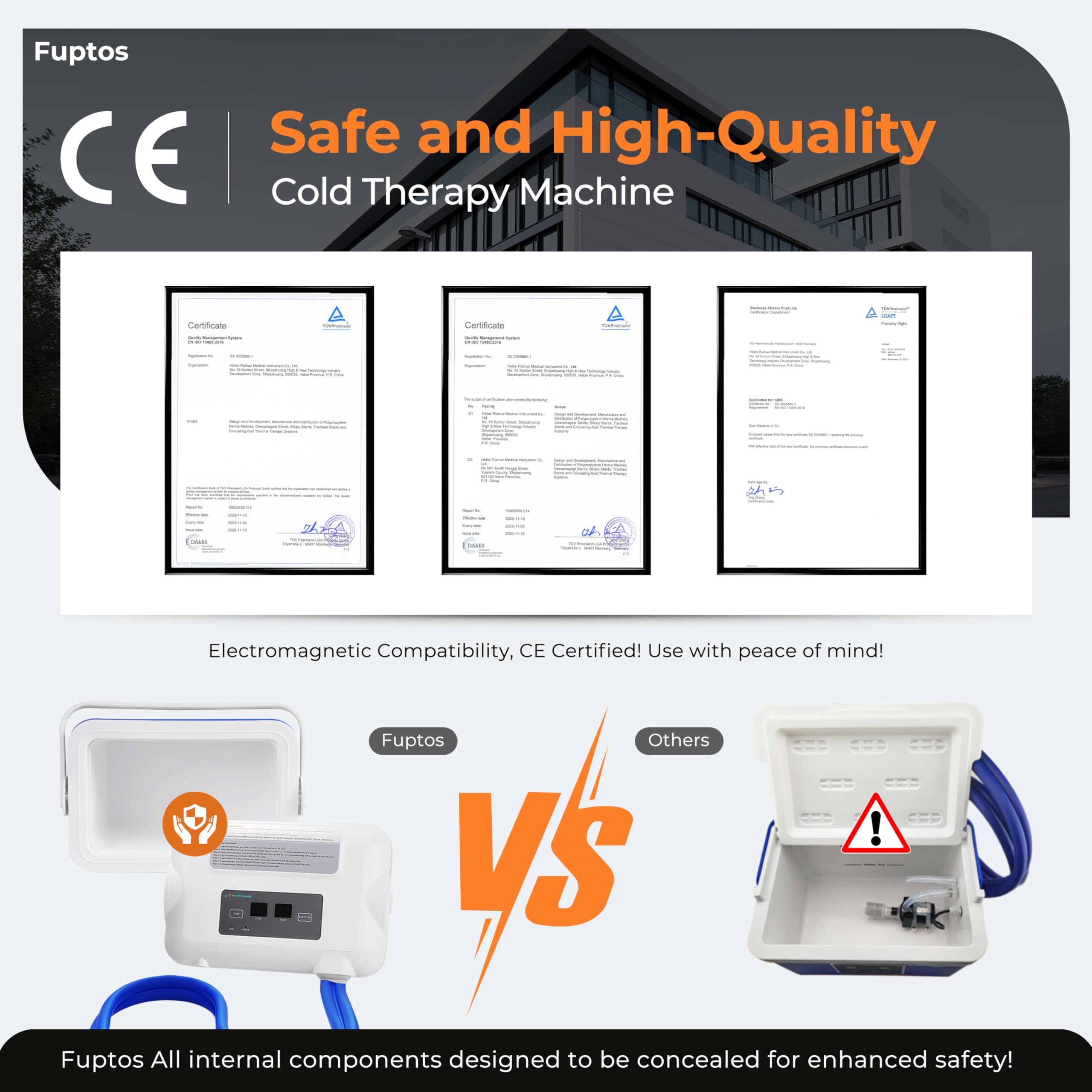 Fuptos easy-clean design helps maintain clean ice therapy setup.