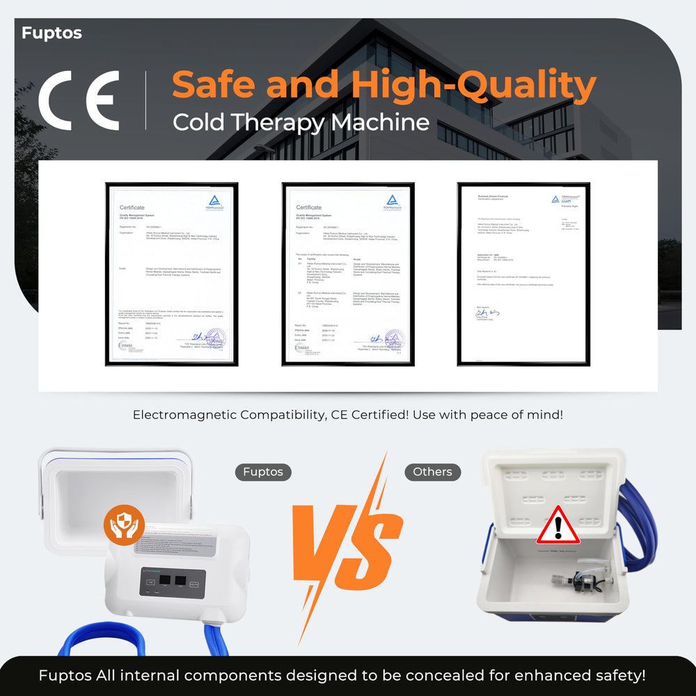 Fuptos easy-clean design helps maintain clean ice therapy setup.